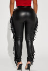 Fringe Faux Leather Leggings