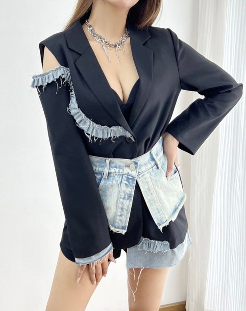 Denim Patchwork Blazer