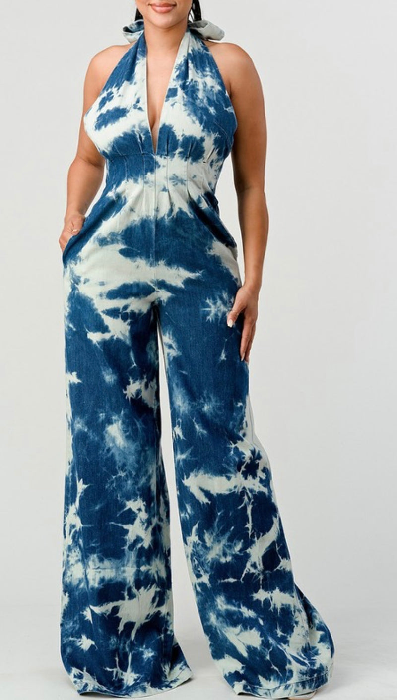 Tye Dye Denim Jumpsuit