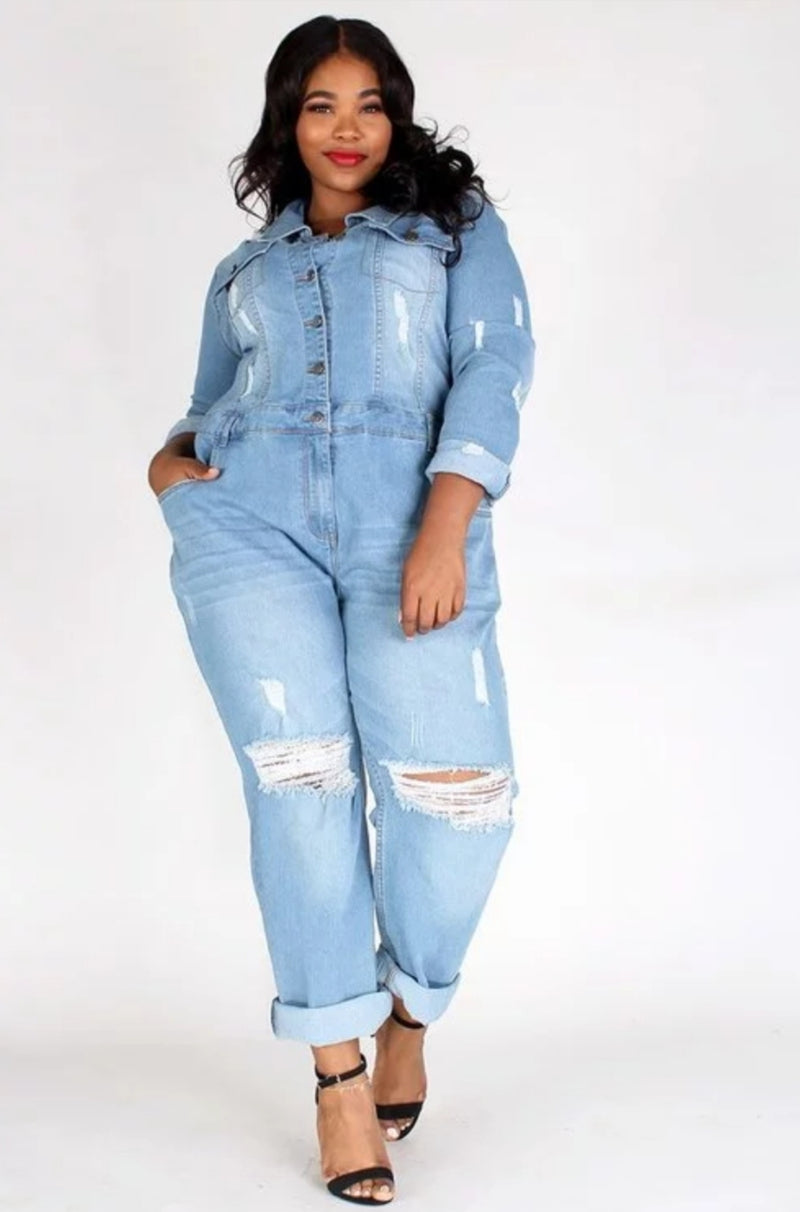 Weekend Girl Denim Jumpsuit-X