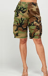 Camo Cargo Frayed Shorts