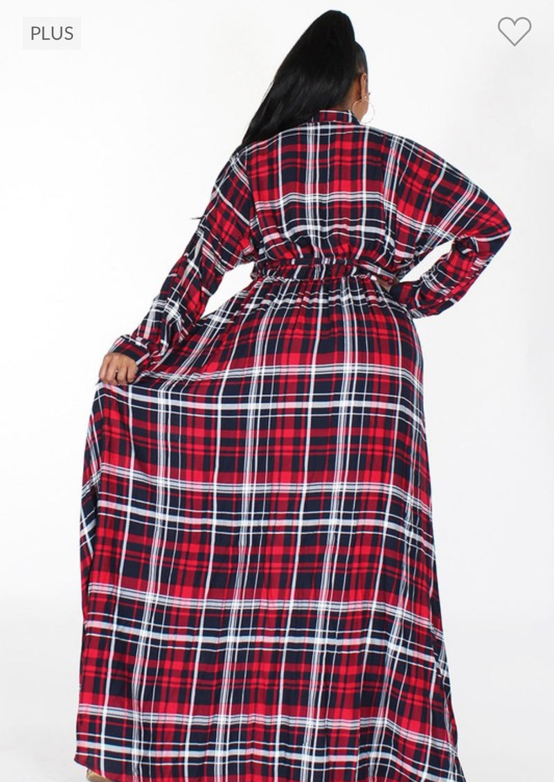 Fall Into Plaid Maxi Dress