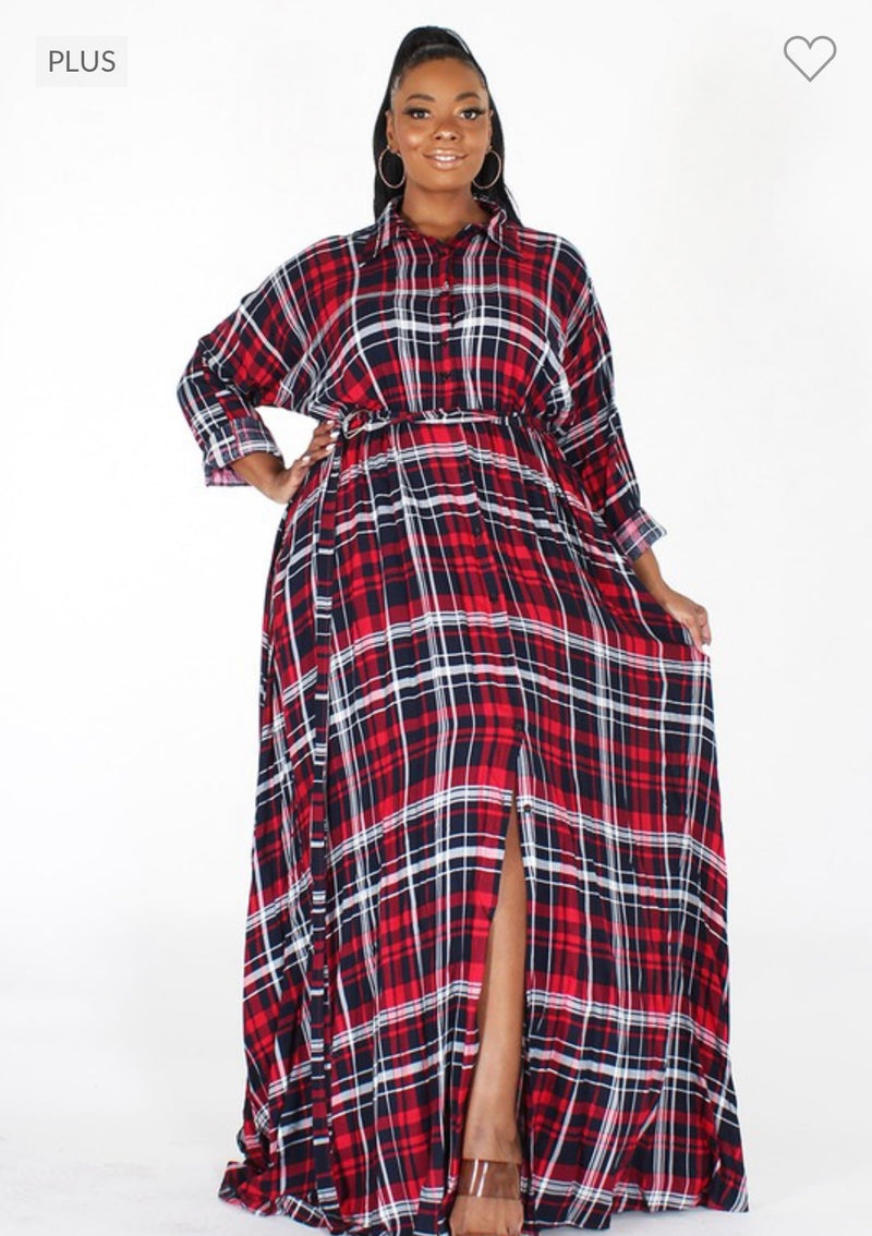 Fall Into Plaid Maxi Dress